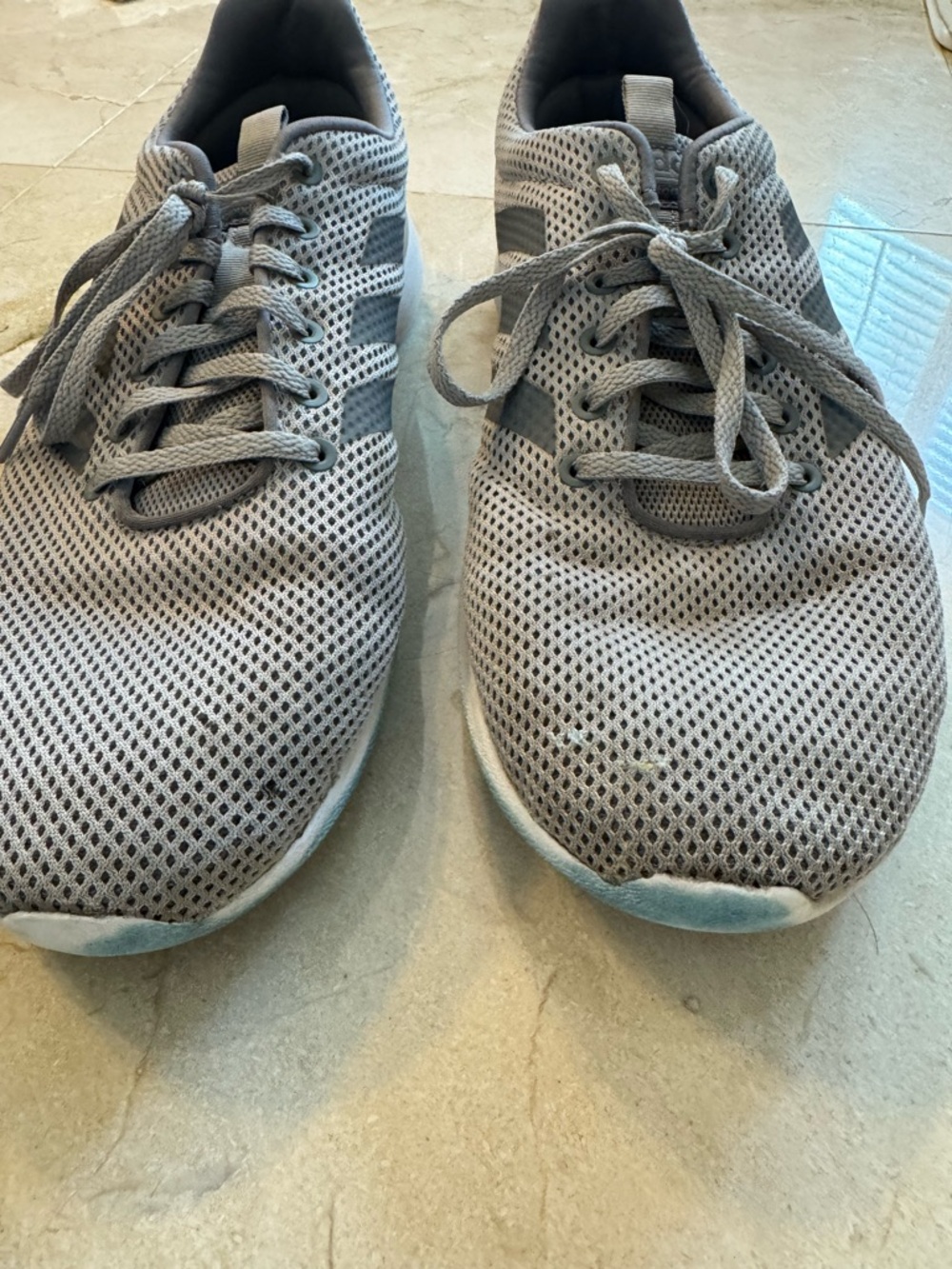 Adidas Men's Light Gray Mesh Running Sneakers